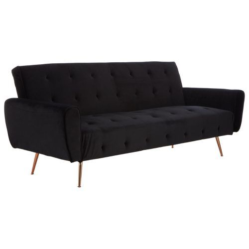 2 Seater Black Velvet Sofa Beds (Photo 8 of 20)