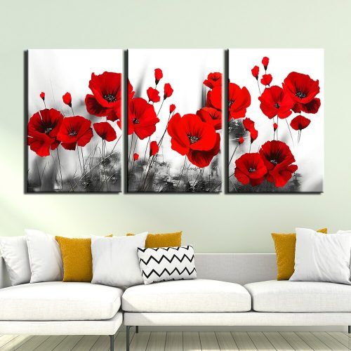 Blended Fabric Poppy Red Wall Hangings (Photo 12 of 20)