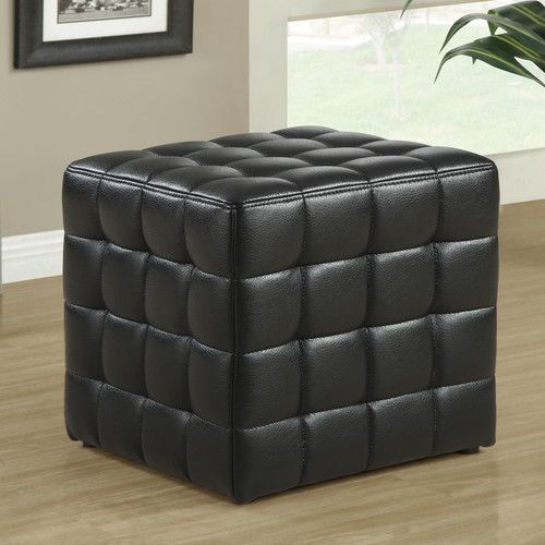 Black And Ivory Solid Cube Pouf Ottomans (Photo 5 of 20)
