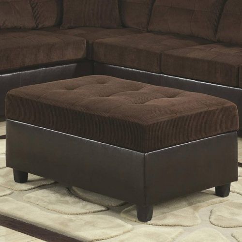 Dark Brown Leather Pouf Ottomans (Photo 3 of 20)