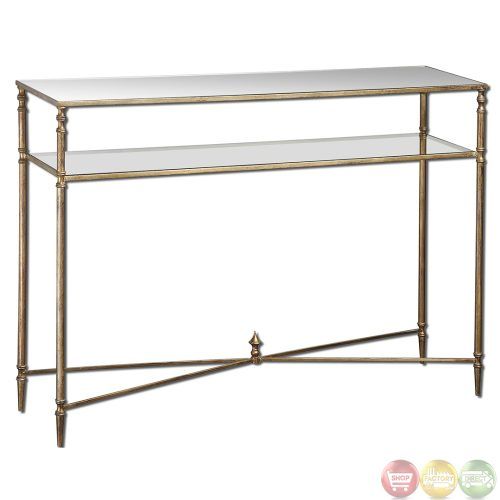 Antiqued Gold Leaf Console Tables (Photo 18 of 20)