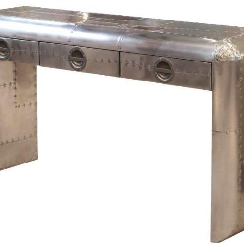 Hammered Antique Brass Modern Console Tables (Photo 4 of 16)