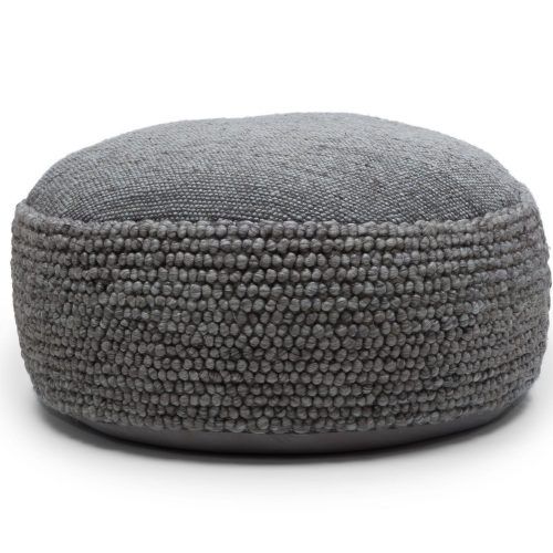 Textured Gray Cuboid Pouf Ottomans (Photo 5 of 20)