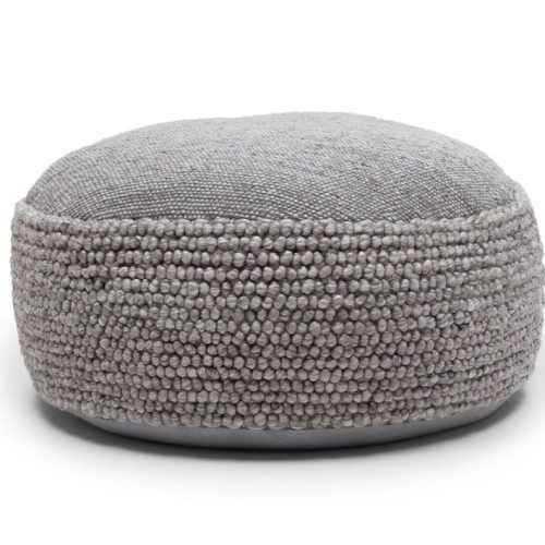 Textured Gray Cuboid Pouf Ottomans (Photo 9 of 20)