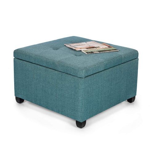 Charcoal Fabric Tufted Storage Ottomans (Photo 7 of 20)
