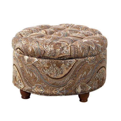 Brown Fabric Tufted Surfboard Ottomans (Photo 13 of 20)