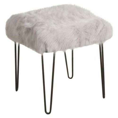 Charcoal Brown Faux Fur Square Ottomans (Photo 12 of 20)