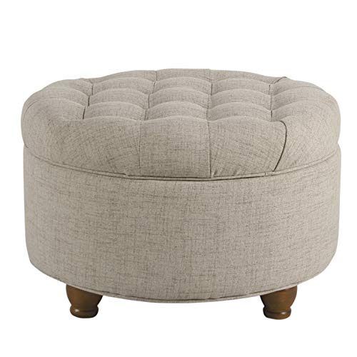 Light Gray Tufted Round Wood Ottomans With Storage (Photo 4 of 20)