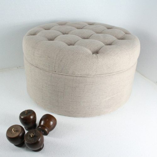 Light Gray Tufted Round Wood Ottomans With Storage (Photo 9 of 20)