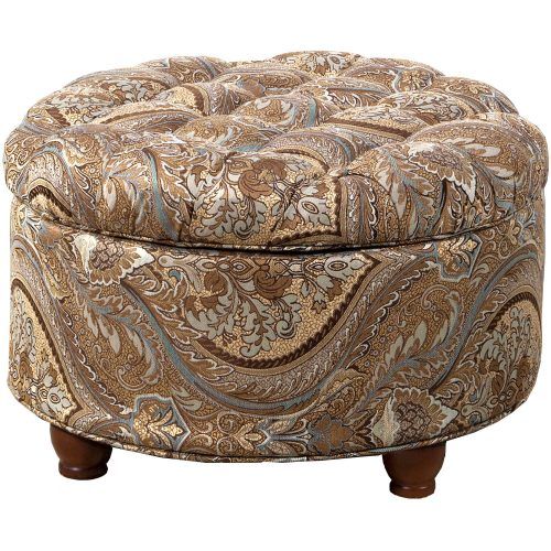 Fabric Tufted Storage Ottomans (Photo 14 of 20)