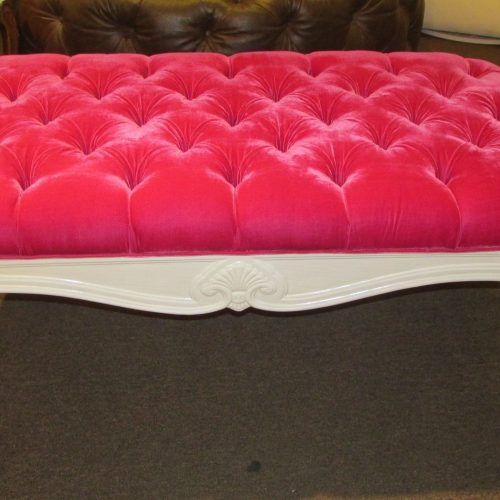 Pink Fabric Banded Ottomans (Photo 19 of 20)