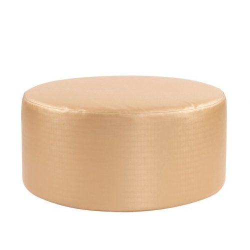 Round Gold Faux Leather Ottomans With Pull Tab (Photo 5 of 20)