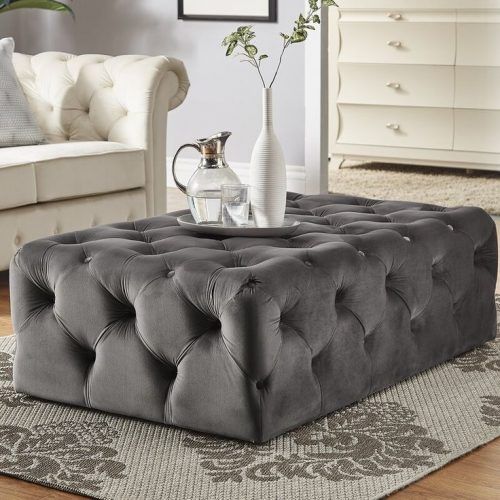 Linen Sandstone Tufted Fabric Cocktail Ottomans (Photo 7 of 20)