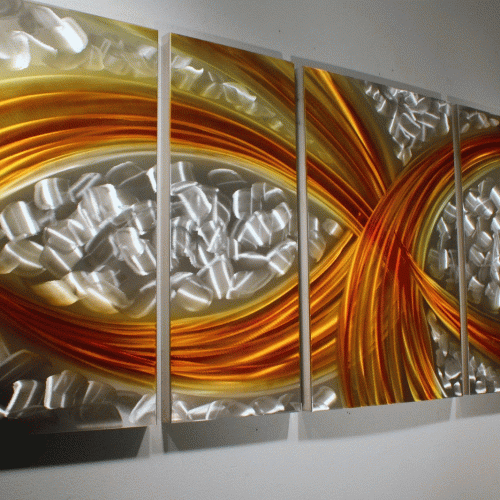 Abstract Metal Wall Art Painting (Photo 19 of 20)