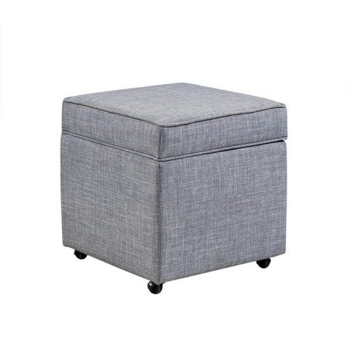 Light Blue And Gray Solid Cube Pouf Ottomans (Photo 16 of 20)