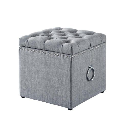 Light Blue And Gray Solid Cube Pouf Ottomans (Photo 7 of 20)
