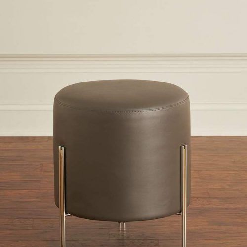 Round Gray Faux Leather Ottomans With Pull Tab (Photo 13 of 19)