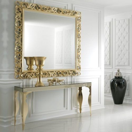 Gold And Mirror Modern Cube Console Tables (Photo 5 of 20)