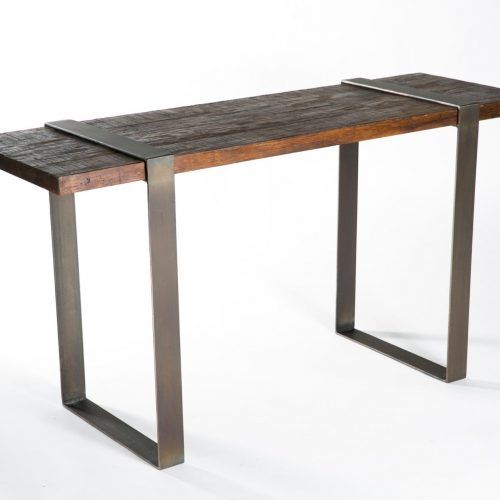 Oak Wood And Metal Legs Console Tables (Photo 4 of 20)