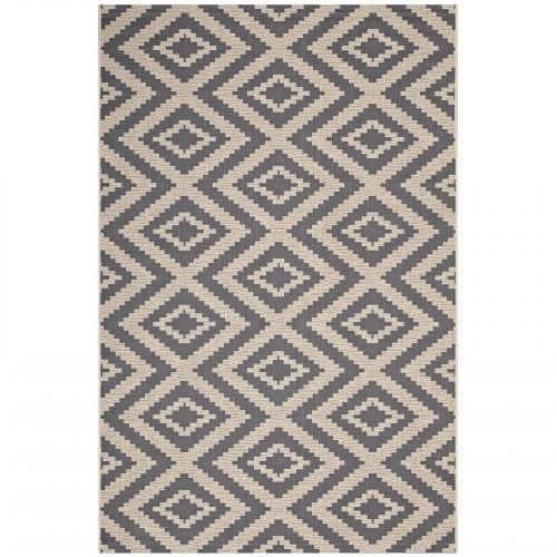 Gray And Beige Trellis Cylinder Pouf Ottomans (Photo 10 of 20)