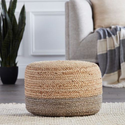 Taupe And Beige Ombre Cylinder Tall Pouf Ottomans (Photo 4 of 20)