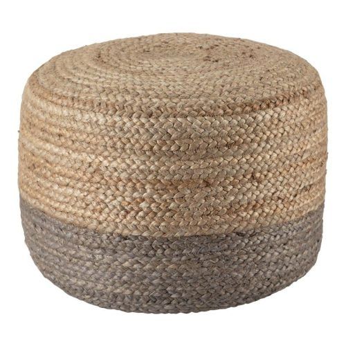 Taupe And Beige Ombre Cylinder Tall Pouf Ottomans (Photo 1 of 20)