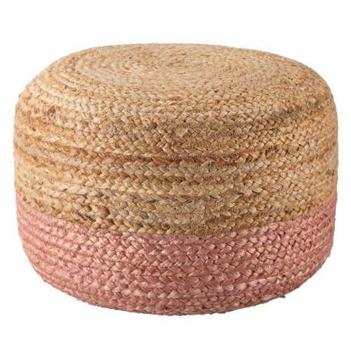 White And Beige Ombre Cylinder Pouf Ottomans (Photo 5 of 20)