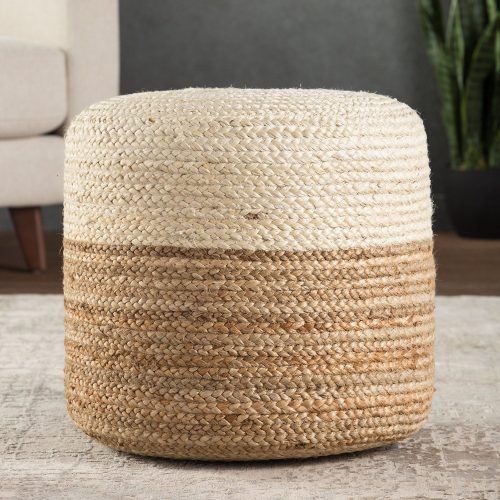 Taupe And Beige Ombre Cylinder Tall Pouf Ottomans (Photo 7 of 20)