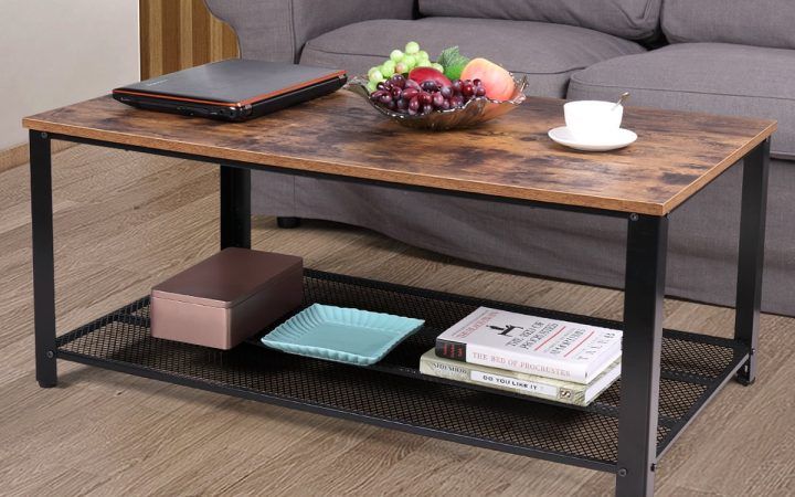 Wood Coffee Tables with 2-tier Storage