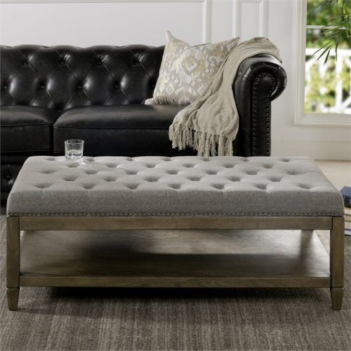 Gray Tufted Cocktail Ottomans (Photo 3 of 20)