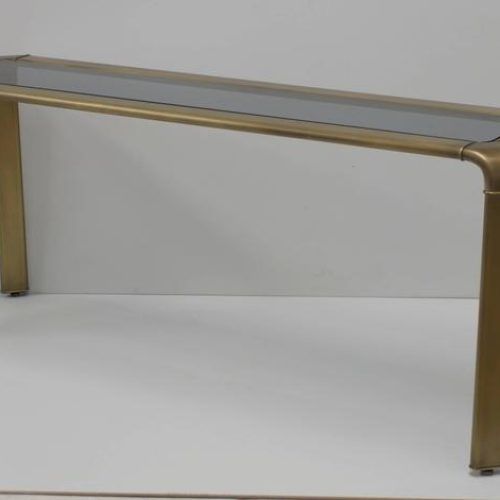 Brass Smoked Glass Console Tables (Photo 14 of 20)