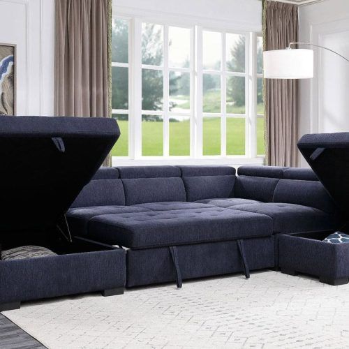 U-Shaped Sectional Sofa With Pull-Out Bed (Photo 4 of 20)