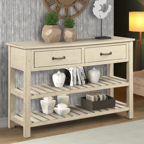 Gray Driftwood Storage Console Tables (Photo 1 of 20)