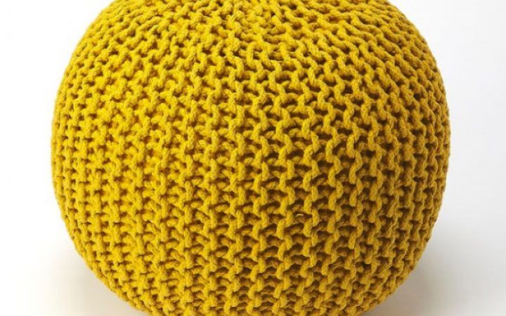 2024 Popular Textured Yellow Round Pouf Ottomans