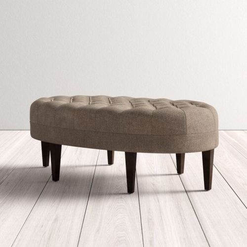 Cream Fabric Tufted Oval Ottomans (Photo 1 of 20)