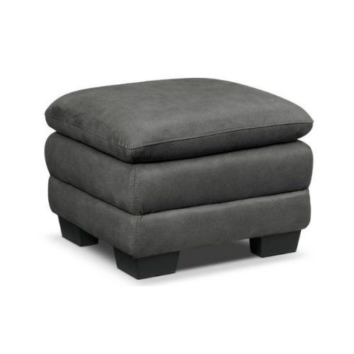 Charcoal And Light Gray Cotton Pouf Ottomans (Photo 3 of 20)