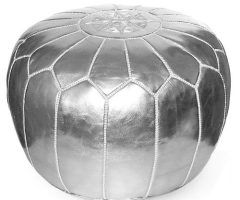 20 Best Weathered Silver Leather Hide Pouf Ottomans
