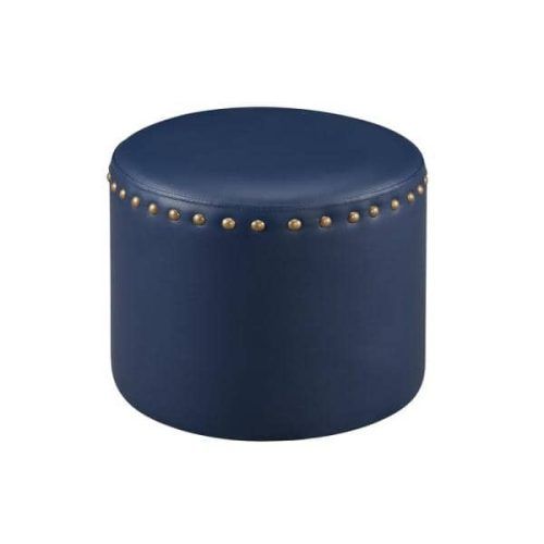 Round Blue Faux Leather Ottomans With Pull Tab (Photo 12 of 20)