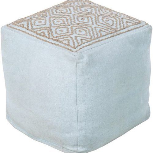 White And Blush Fabric Square Ottomans (Photo 1 of 20)
