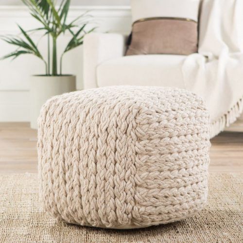 Beige And Dark Gray Ombre Cylinder Pouf Ottomans (Photo 9 of 20)