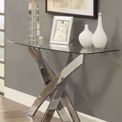 Chrome And Glass Rectangular Console Tables (Photo 7 of 20)