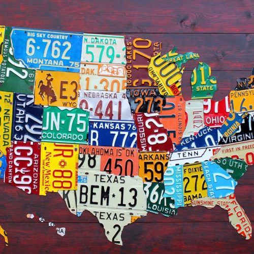 License Plate Map Wall Art (Photo 12 of 20)
