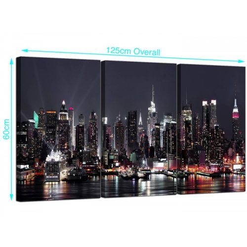 New York Skyline Canvas Black And White Wall Art (Photo 4 of 20)