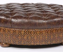 20 Collection of Weathered Gold Leather Hide Pouf Ottomans
