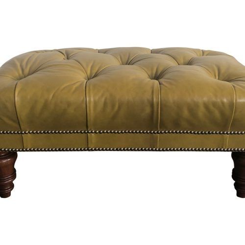 Black Leather And Bronze Steel Tufted Ottomans (Photo 12 of 20)