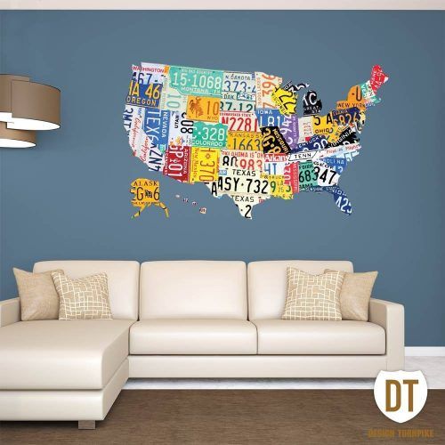 License Plate Map Wall Art (Photo 15 of 20)