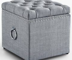 20 Collection of Light Gray Cylinder Pouf Ottomans