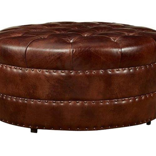 Weathered Gold Leather Hide Pouf Ottomans (Photo 20 of 20)