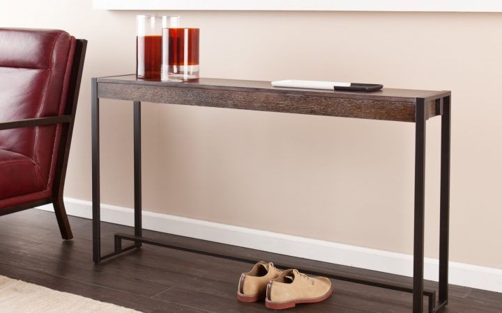 20 Photos Gray Wood Black Steel Console Tables