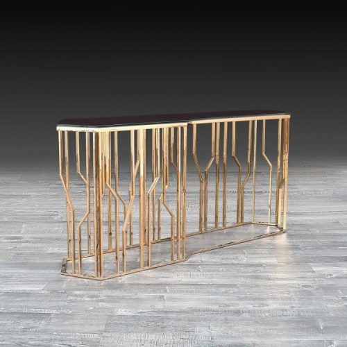 Square Black And Brushed Gold Console Tables (Photo 11 of 20)